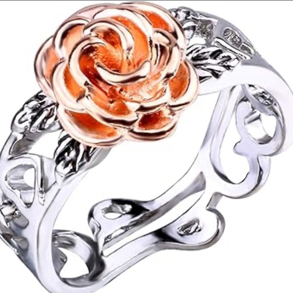 Sz 8 & 10 rose gold & silver tone cocktail rings - Picture 1 of 4